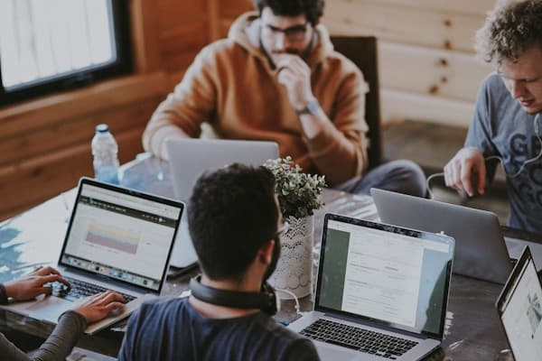 Professional team working together